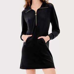 NWT! Lilly Pulitzer Eleni Velour Dress, Noir, Size XXS